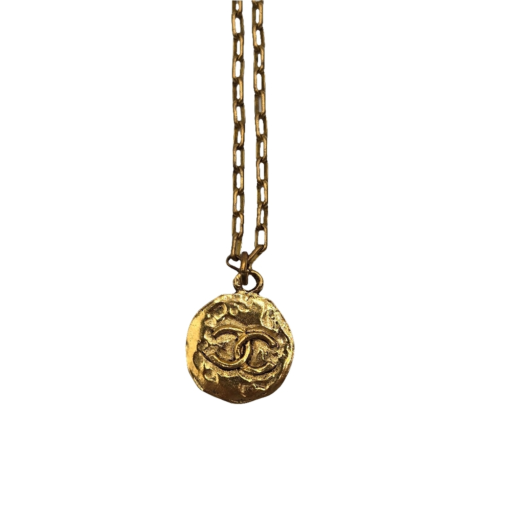 #30  CHANEL Coco Mark GP Round Gold Necklace - Picture 6 of 9